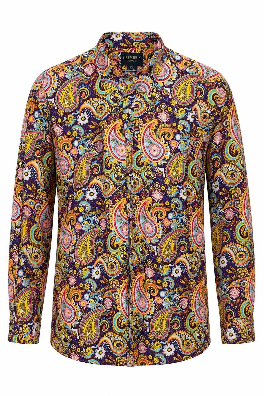 Cremieux Premium Denim Men's Long Sleeve Paisley Button-Down Shirt